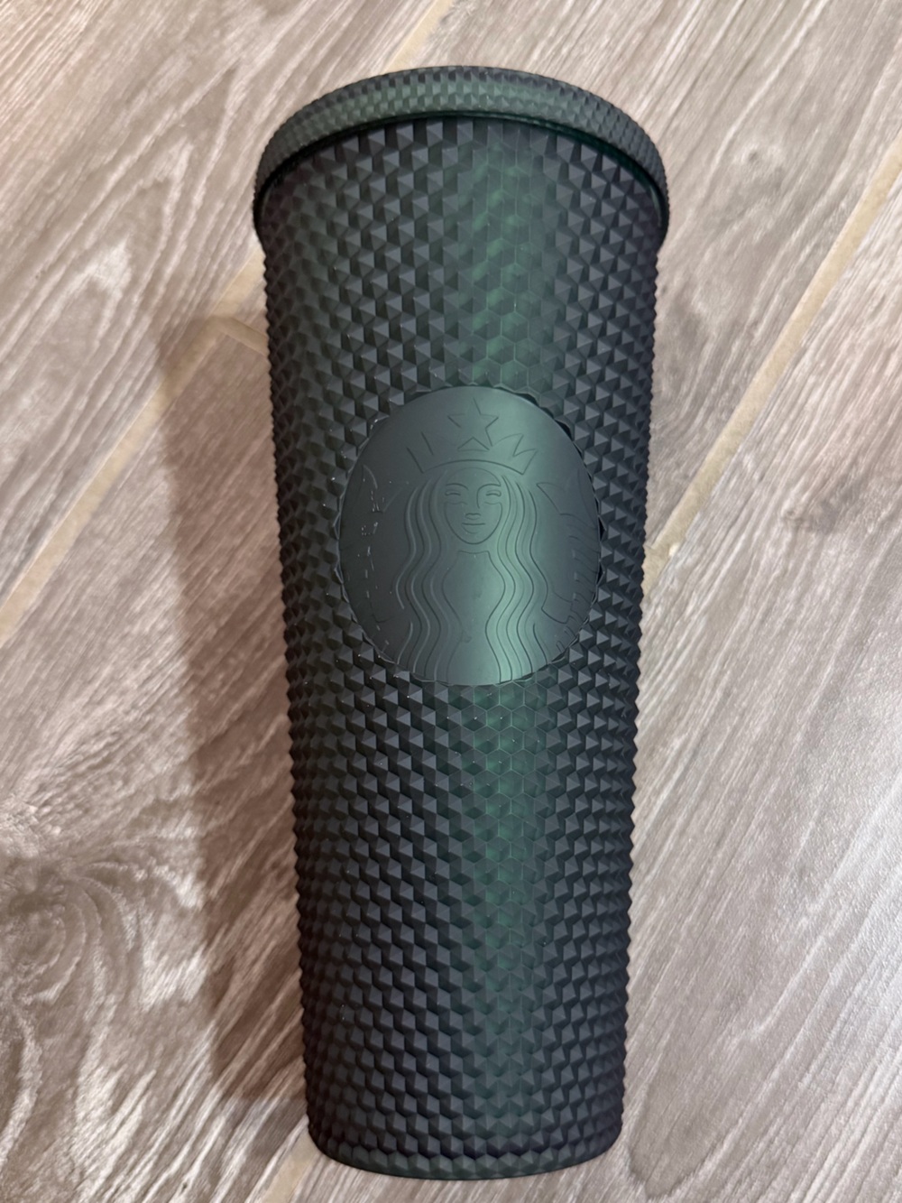 Starbucks Studded Matte Dark Forest Green Tumbler Valentines release EUC